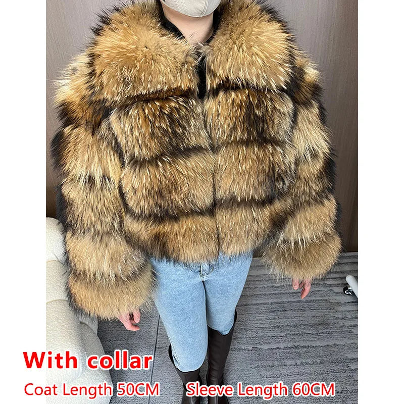 2026 Maomaokong Super Hot Winter Women Luxury Thick Real Raccoon Fur Coat Natural Fox Fur Jacket Plus Size Jackets Female Vest