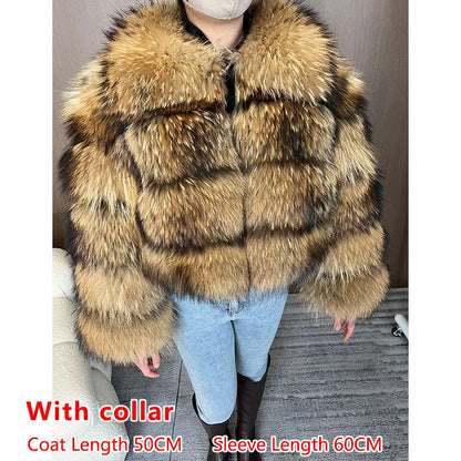 2026 Maomaokong Super Hot Winter Women Luxury Thick Real Raccoon Fur Coat Natural Fox Fur Jacket Plus Size Jackets Female Vest