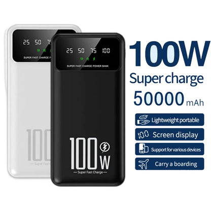 20000mAh Digital Display Power Bank 100W High Speed Fast Charger With LED Light Portable External Battery For All Smart Phones