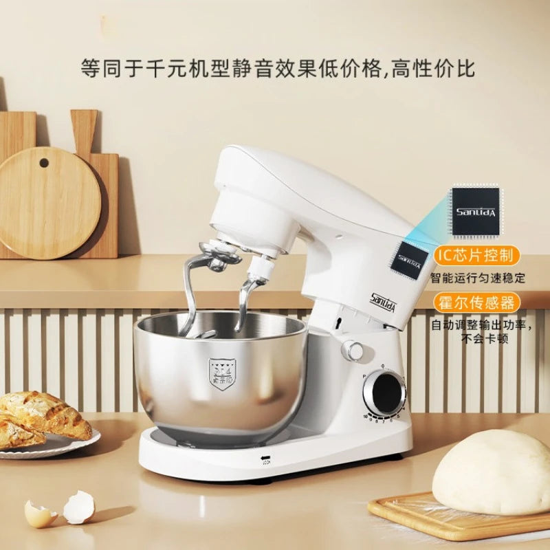 Household Small Stand Mixer Automatic Dough Kneading Egg‑Beating Food Processor Kitchen Appliance For Home Baking Use