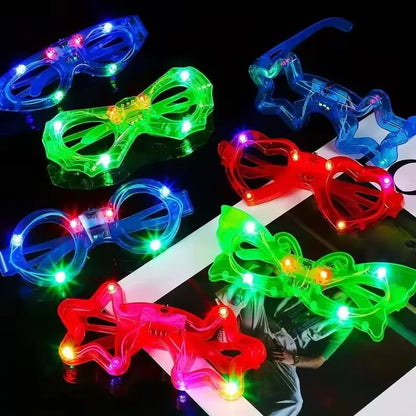 6pcs Led Luminous Glasses Light Up Glasses 6 Shapes of Glasses Flashing Glow in The Dark Party Supplies Favor Birthday Halloween