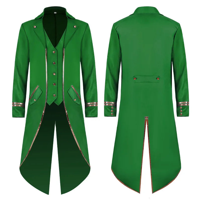 Men's Classic Medieval Vintage Tailcoat Halloween Cosplay Victorian Renaissance Style Steampunk Medieval Jacket Costume
