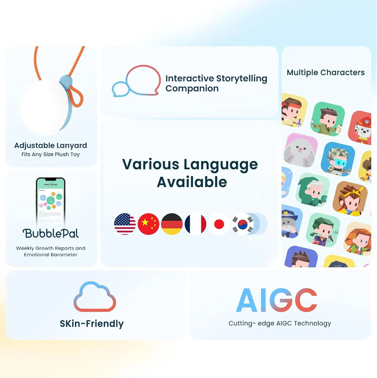 BubblePal Blue- AI Interactive Toy, Advanced Endless Talking Toy,Long-Term Interactions Memory Function Friend Mentor,Kid's Gift