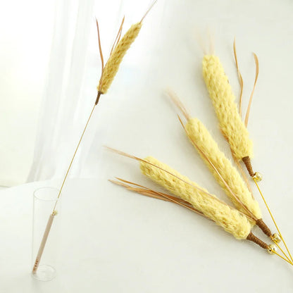Cat Barley Teaser Wand Kitty Interactive Toy Wheat Ears Kitten Funny Feather Colorful Rod Teaser Wand Pet Cat Supplies Accessory
