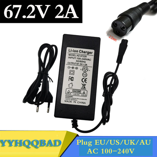 60V 16S  e-bike electric bicycle  67.2V 2A Li-ion Battery Charger  Wheelbarrow Electric self balancing unicycle scooter Charge