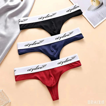 3PCSports Solid Men Thong Male Cotton Breathable G-String Seamless No Trace Sports Panties Sexy T-back Exotic Lingerie Plus Size