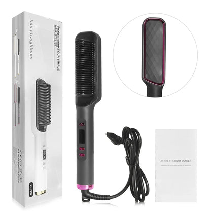 Hair Straightener Brush Heating Hot Comb Straightener Electric Hair Straightening Curly Multifunctional Iron Brush Comb Curler