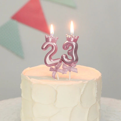 3D Candle Pink Birthday Number Candle Girl Happy Birthday Cake Topper Baking Celebration Memorial Anniversary Party Decor