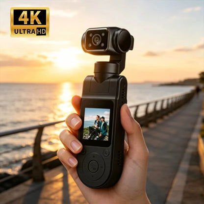 4K Handheld Pocket Camera Rotatable Mini Body Cam HD Night Vision LCD Screen For Youtube Outdoor Travel Sports Vlog Recording