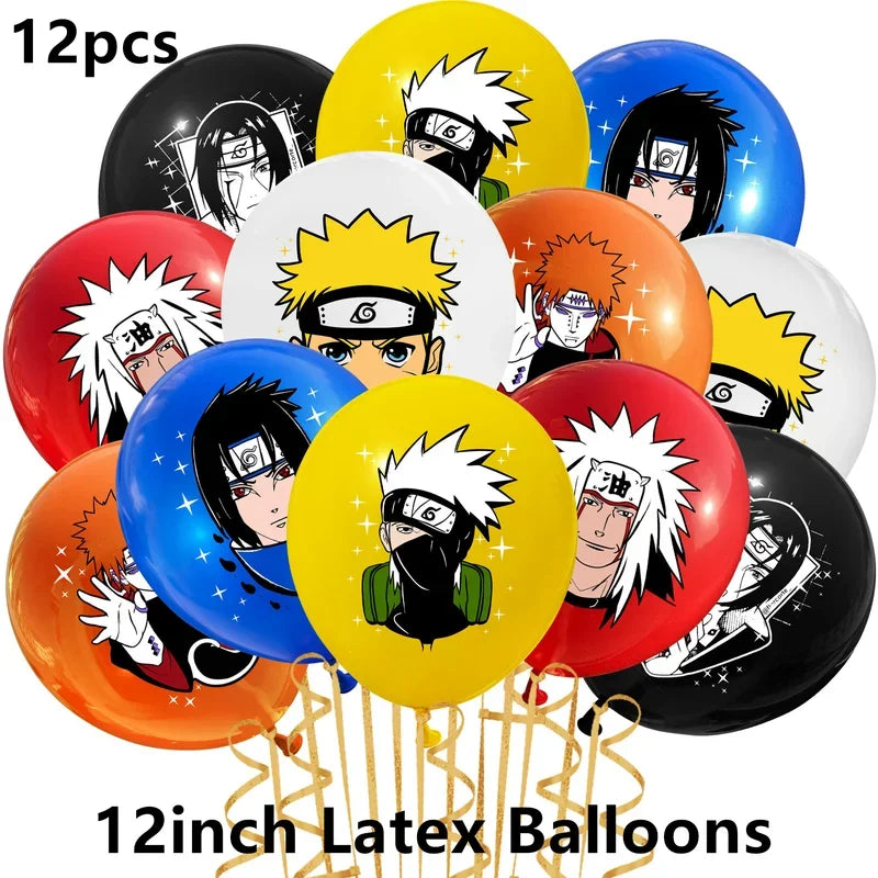 Naruto Kakashi Balloons Uchiha Sasuke Ballons Happy Birthday Banner Party Decoration Kids Toy Cake Topper Disposable Tableware