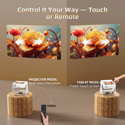 XBJ A5Pro 1080p Smart Projector With Screen Wifi6 BT5.2 Auto Focus Portable Projector 4k Home Cinema Indoor Outdoor