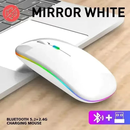 Rechargeable Silent Wireless Mouse LED Backlit Mice PC Laptop Computer Mous 2.4Ghz Receiver Bluetooth Dual Mode Optical Mice