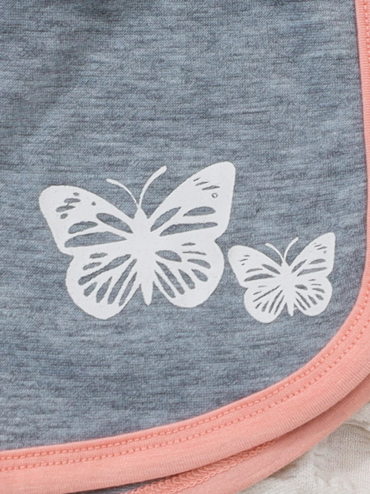 Summer Baby Girls 9-12M Pink Butterfly Print Short Sleeve T-Shirt & Gray Elastic Waist Shorts 2Pcs Set