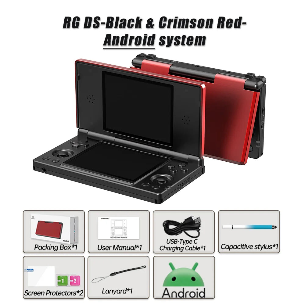 Anbernic RG DS Dual 4.0” IPS Screen Video Game Console Android 14 Support Dual Application On Split Screens & Hall-Switch Chip