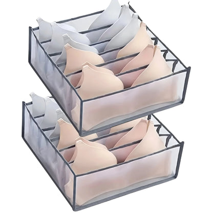 6-Grid Foldable Drawer Divider Underwear Storage Box, Wardrobe Organizer for Bras, Socks & Lingerie, Closet Storage Container