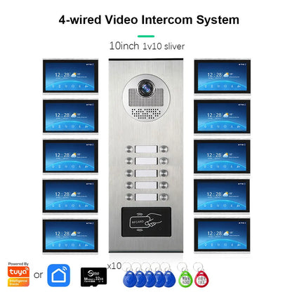 ANJIELO 2-12 Units Apartment Doorbell Video Intercom System Digital Frame Background Music Detection Preview NEW 2026
