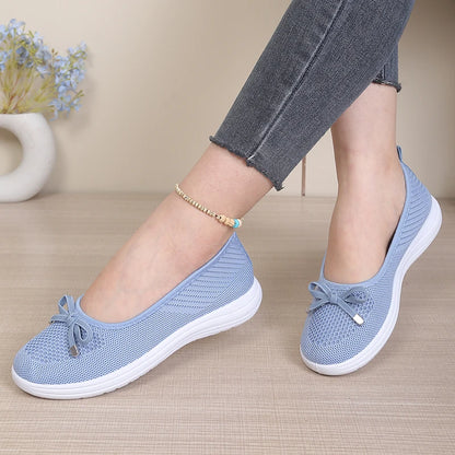 Women's Bow Slip-On Flats | Round-Toe EVA-Insole Shoes | Everyday Casual Wear