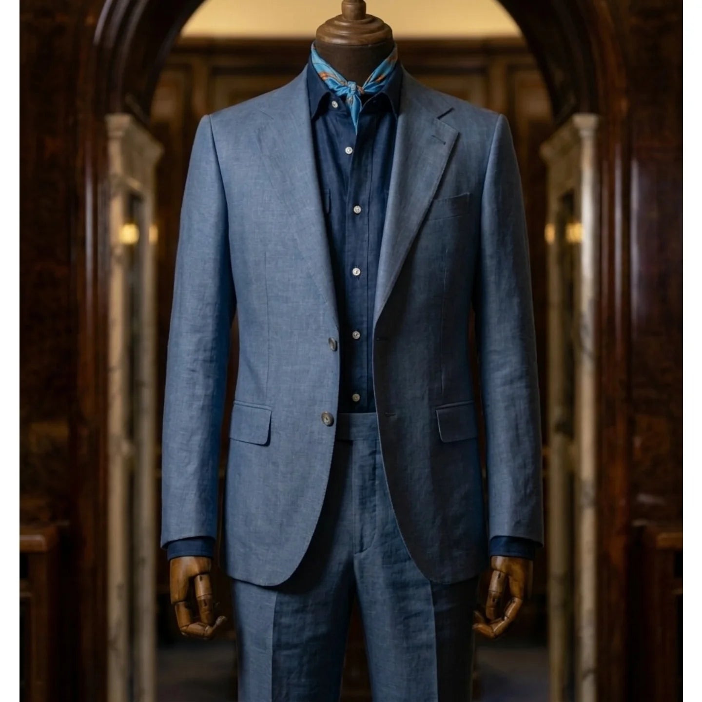 Summer Linen Men Suit Light Blue Notch Lapel 2 Pieces Formal Jacket Trousers Beach Wedding Casual Business Suit Customized