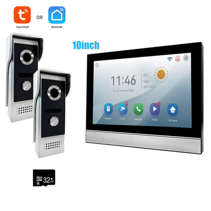 Tuya 1080P 7/10 inch Color Touch Screen WiFi Doorbell Intelligent APP Intercom Kit with Mobile Detection 128G Image Storage