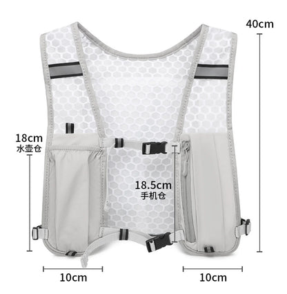 Lightweight Running Vest with Phone Holder New Reflective Hydration Water Chest Pack Storage for Sports Water Bottle