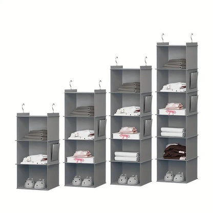 Hanging Closet Organizer and Storage, Foldable 6-Shelf Closet Hanging Storage Shelves with 2 Hooks for Shoe Cap Clothes Pants