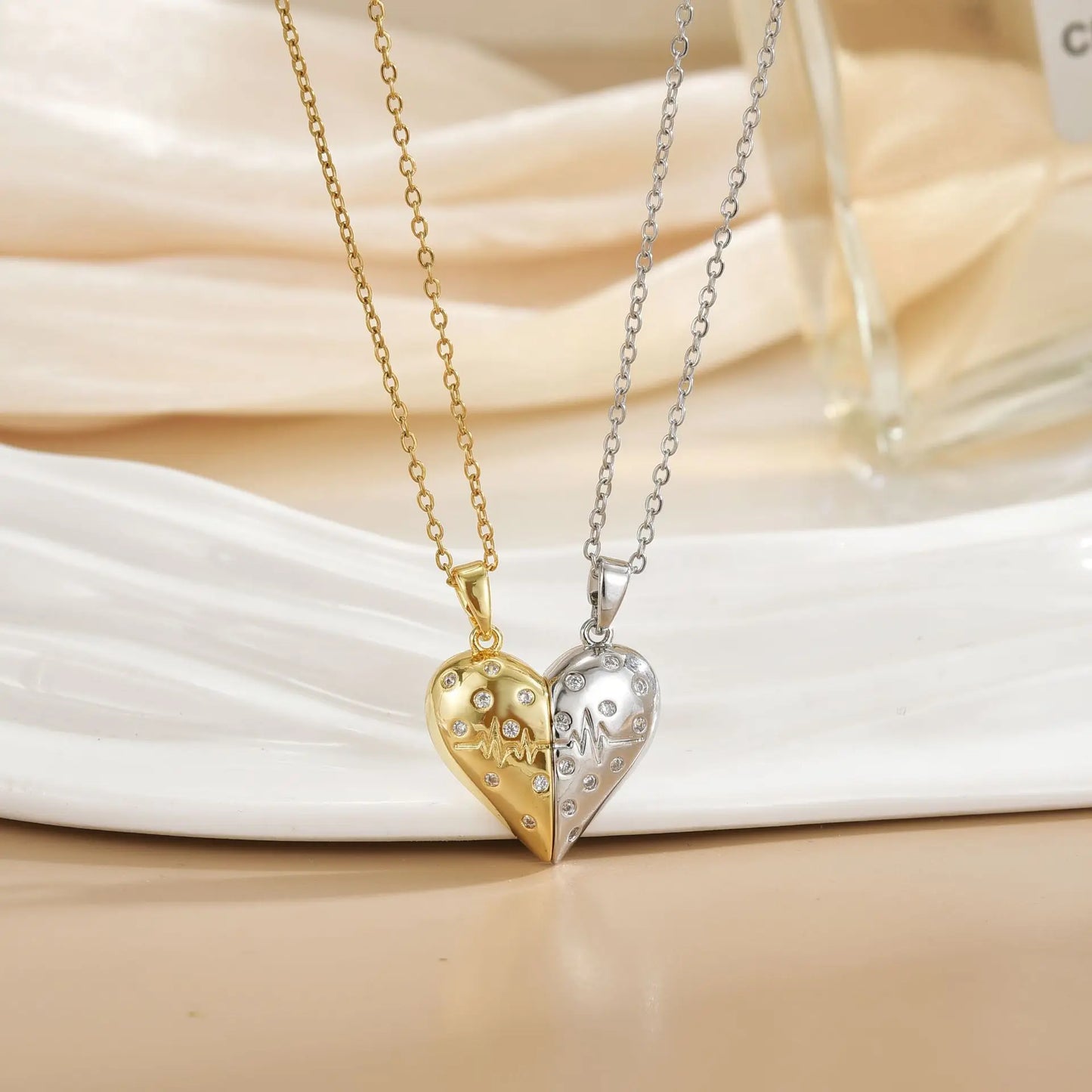 LATS New Stainless Steel Magnetic Sun Moon Couple Necklace Fashion Chain for Men and Women Good Friend Gifts Trend Jewelry