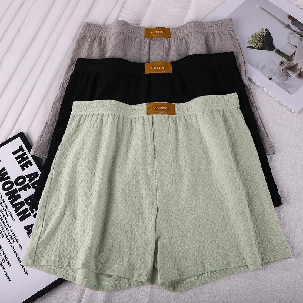 3PCS/Pack 100% Cotton Fashion Solid Plaid Underwear for Man Knit Breathable Men's Panties High Elastic Super Soft Boxers Hombre