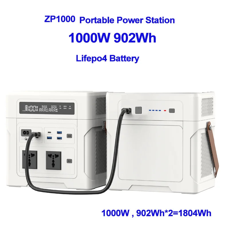 Lifepo4 Battery Solar Generator 1000W 902WH 1804WH 2706WH Portable Power Station 220V 12V Output for Emergency Power Supply