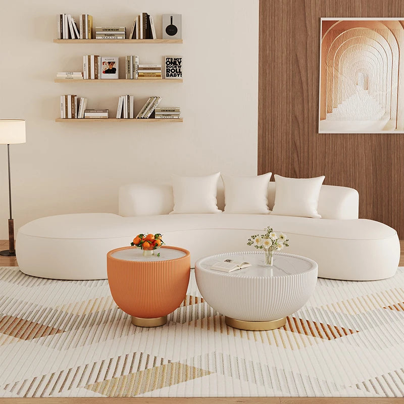 Nordic Cat-Scratch-Resistant Leather Living Room Sofa Modern Rest Area Reception Sofa Simple Curved Commercial Furniture FYSS