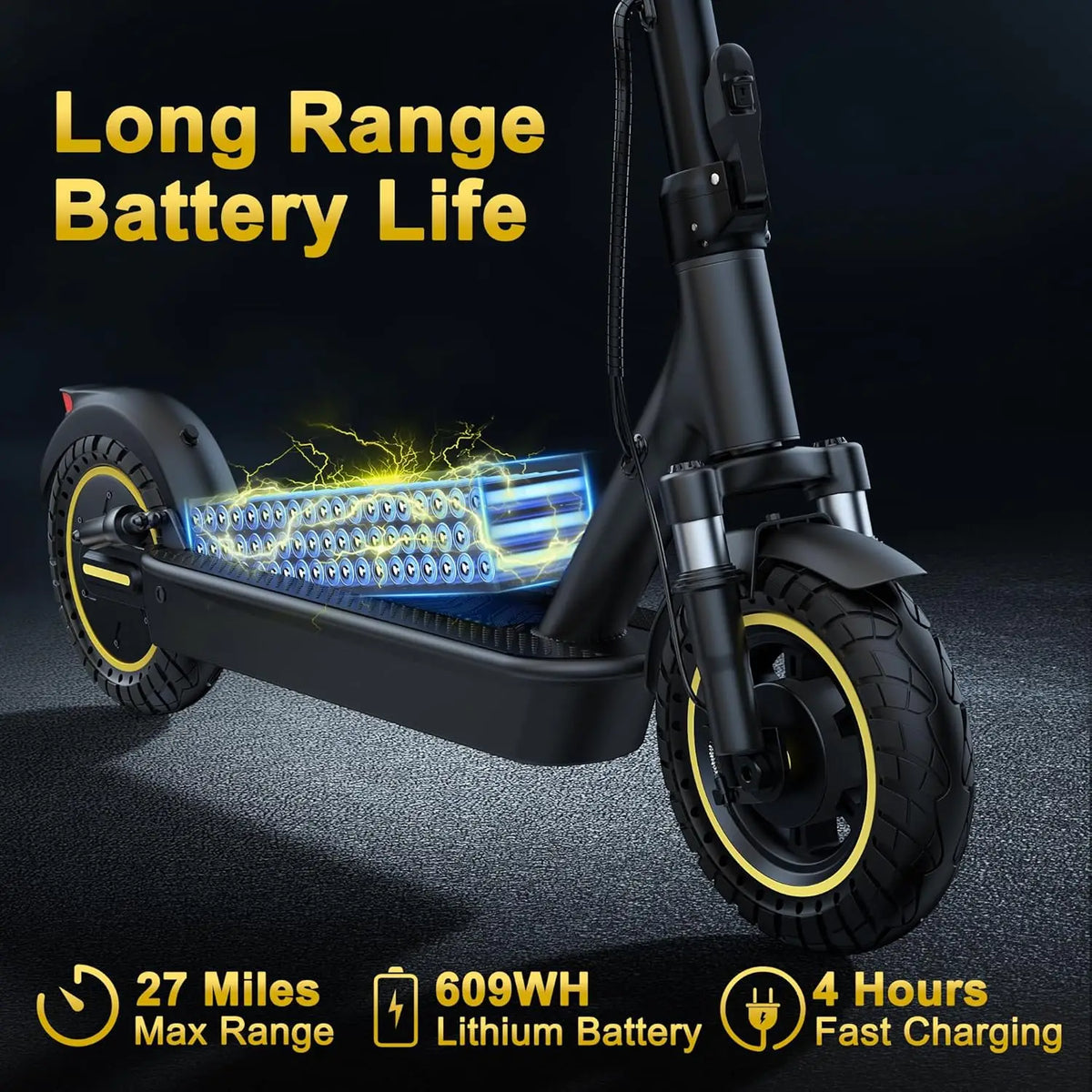 10" Adult Electric Scooter 500W Brushless Motor 22Mph Max Speed 28Miles Max Range Double Suspension & Dual Braking Waterproof Smart App Control for Commuting