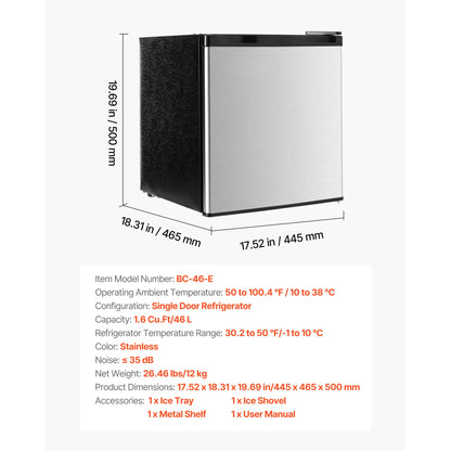 SucceBuy Mini Fridge Single Door Compact Refrigerator Adjustable Temperature Energy Efficient Small Refrigerator for BedroomDorm