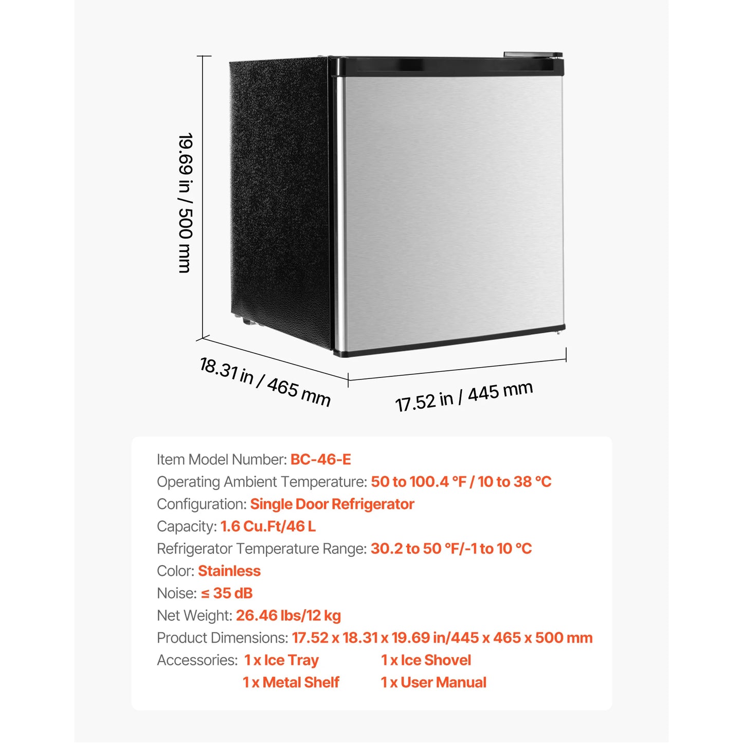 SucceBuy Mini Fridge Single Door Compact Refrigerator Adjustable Temperature Energy Efficient Small Refrigerator for BedroomDorm
