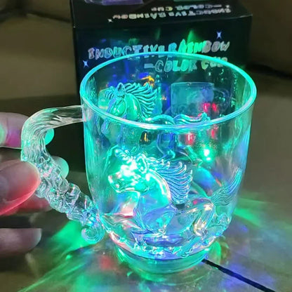 1Pc LED Flash Magic Color Changing Horse Cup Water Activated Light-Up Beer Coffee Milk Tea Wine Whisky Bar Mug Travel Gift