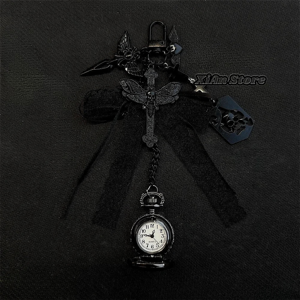 Original Hollow Heart Pocket Watch Chain Keychain Design Steampunk Clock Vintage Necklace Pendant Jewelry Watch Men Women Gift
