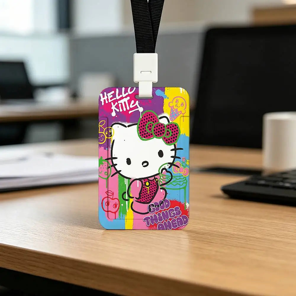 Cute Cat H-Hello K-Kitty NFC Contactless Sliding Card Sleeve For Student Cards, Bus Cards, ID Cards, And Work Permits