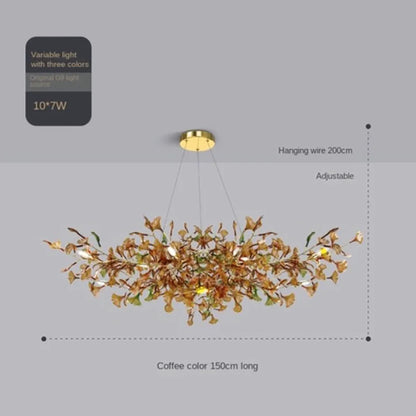 Modern Gingko Chandelier Custom Lights Luxury Glass Chandelier Suitable For Dining Room Living Room Villa Home Decor Gloss
