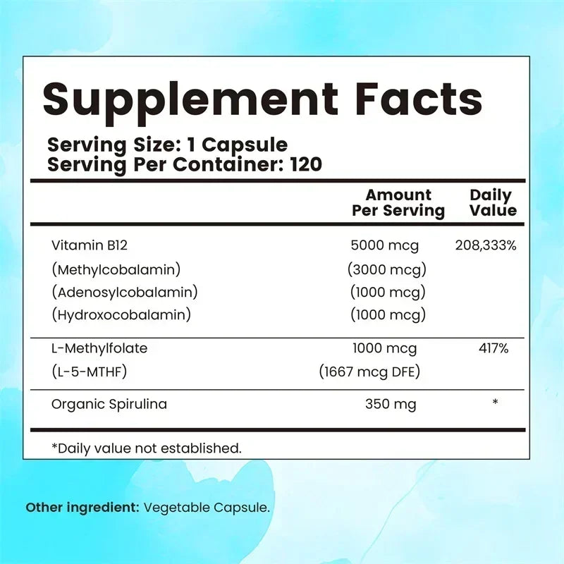 Vitamin B12 - Supports Brain Health and Energy Production, Protects The Nervous System, and Promotes Metabolic Function
