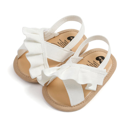 Citgeett Summer Infant Baby Girl Sandals Cute Ruffle Flats Non-Slip Soft Sole First Walkers