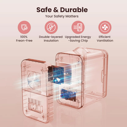Mini Fridge for Bedroom Skincare Fridge 6L/8 Cans Small Refrigerator Compact Refrigerator 110V AC/12V DC Portable Cooler and Warmer for Skin Care, Makeup and Cosmetics
