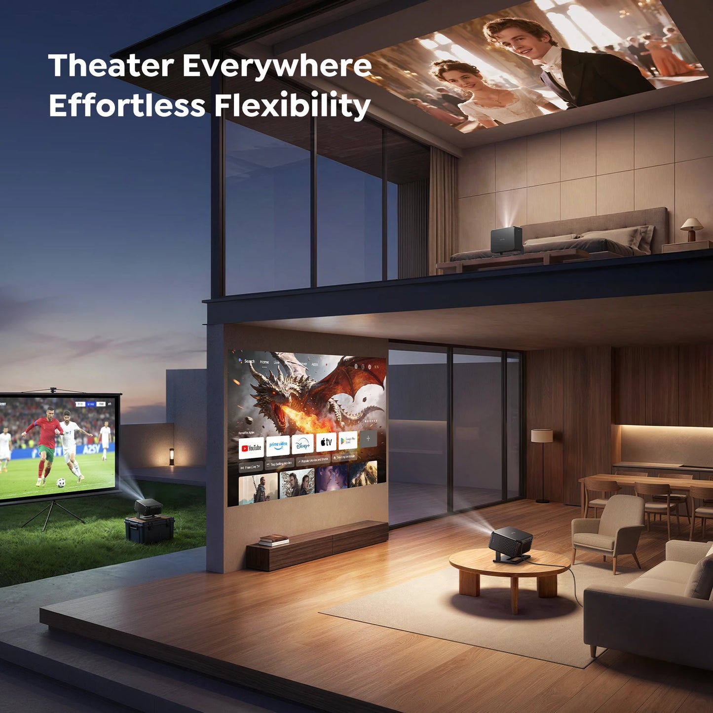 4k 45000Lumens Android 14 Projector Auto Focus WIFI 6 BT5.2 Dolby Home Movie Theater Smart Google TV Projectors High Brightness