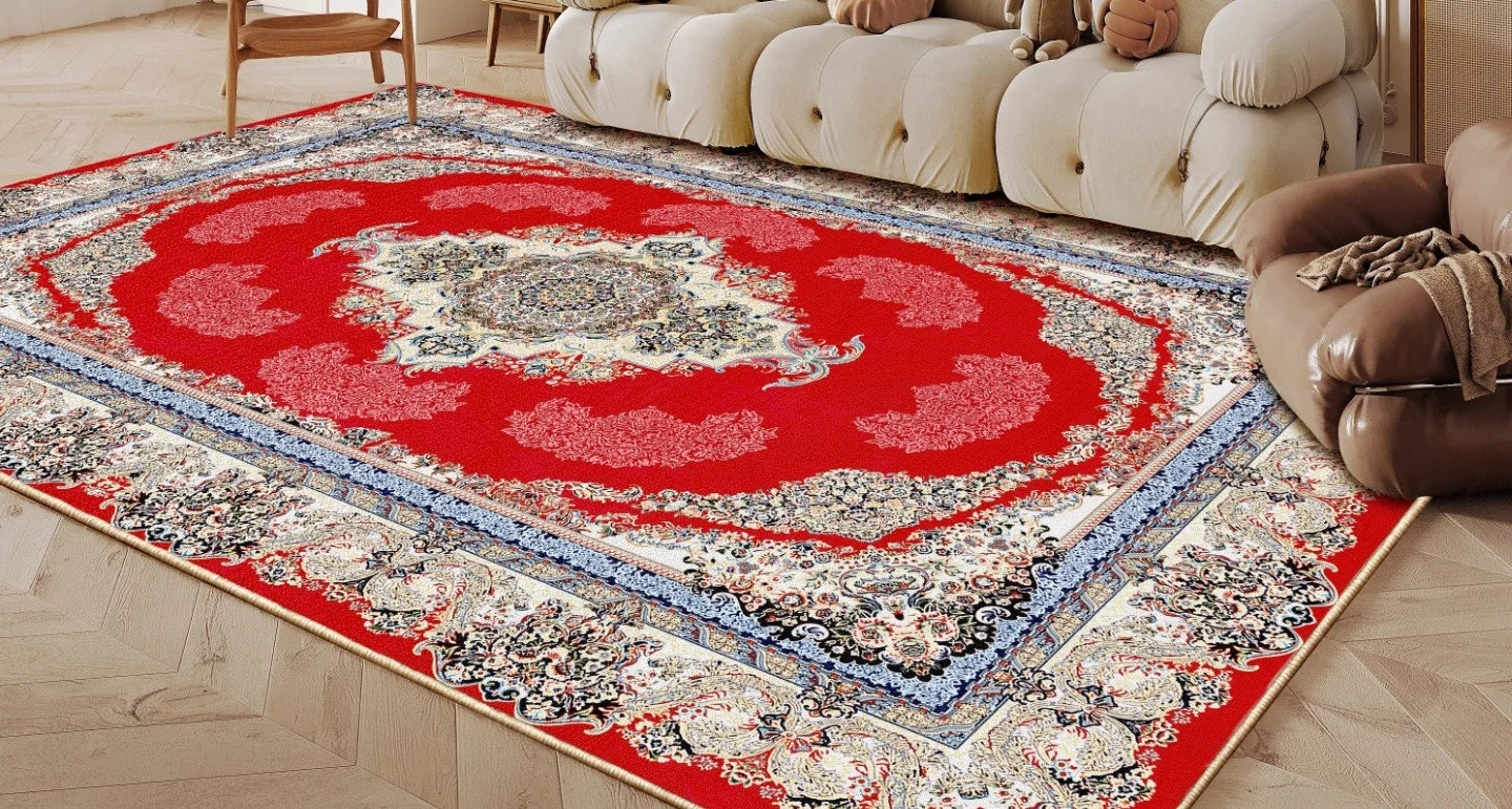 Ethnic Style Bedroom Decor Retro Carpet Light Luxury Carpets for Living Room Washable Lounge Soft Floor Mat Anti-slip Study Rug