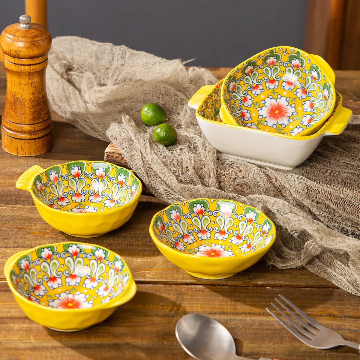 Ceramic Tableware Set Rice Bowl Serving Plate Creative Cutlery Soup Plate Noodle Handle Bowl Sauce Dish Steak Salad Fruit Plate