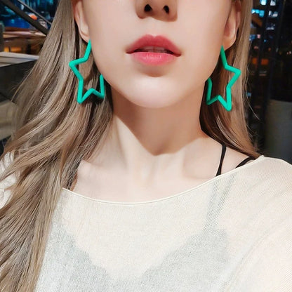Simple Big Round Star Heart Hoop Earrings For Women Geometric Plastic Exaggerated Earring Hyperbole Trendy Ring Earrings Jewelry