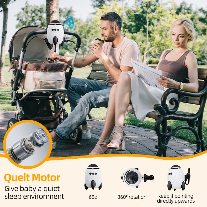 Portable automatic baby rocker, compatible with strollers, hands-free rocking function, with Bluetooth lullabies