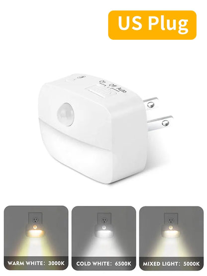 Motion Sensor LED Night Light EU/US Plug in Socket 3 Modes Night Lamp For Room Kitchen Hallway Human Induction Emergency Lightin