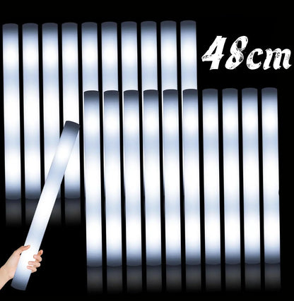 10/20pcs White LED Foam Sticks Light Up Batons Foam Glow Sticks 48cm With 3 Modes Flashing Glow in the Dark Party Supplies