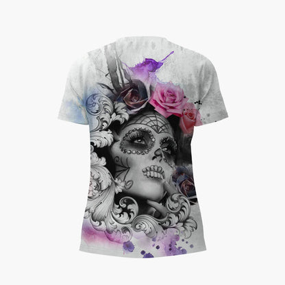 Skulls T-shirt Women's Shirt Fashion Short Sleeve New Casual Top Tee Ladies Girl Clothing V Neck T Shirt For Women