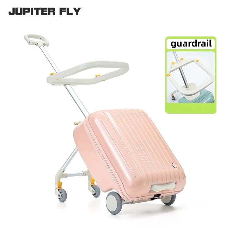 Suitcase Travel Children's Carrier Cart Multi-functional Rideable Rolling Luggage Carry on 20inch Trolley Case Stroller for Trip