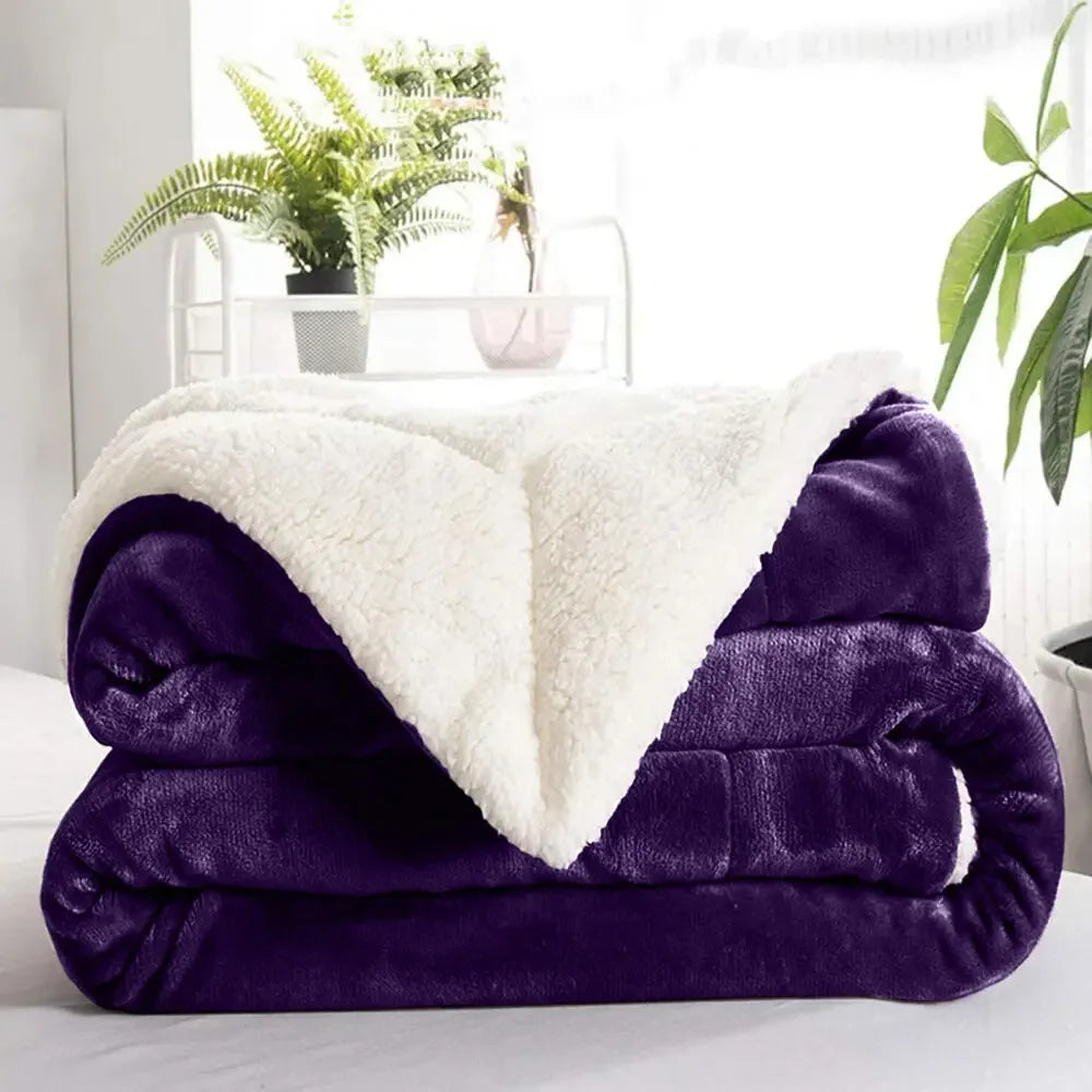 Sherpa Blanket Twin Thick Warm Blanket for Winter Bed Super Soft Fuzzy Flannel Fleece/Wool like Reversible Velvet Plush Blanket