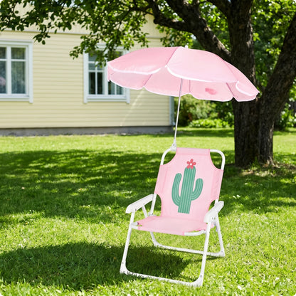 Kids Beach Chair with Umbrella Portable Children Camping Chair Sun Protection Lightweight Kid Parasol Chair for Outdoor Camping